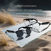 Lunettes Intelligentes AI Traducteur Commande Vocale Lunettes de Soleil Tendance Professionnelles Anti-Lumière Bleue Cadre en Acier Inoxydable Intelligent Double Batterie 55mAh