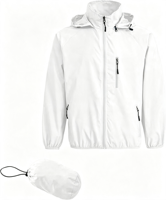 Veste coupe-vent imperméable pour homme, en polyester, à capuche, légère, pliable, avec pochette de transport, pour la randonnée, les voyages et les activités de plein air