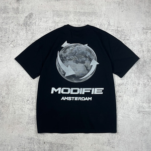 <span class=keywords><strong>T</strong></span>-<span class=keywords><strong>Shirt</strong></span> in <span class=keywords><strong>Cotone</strong></span> Pesante Oversize Nero 230 Gsm <span class=keywords><strong>per</strong></span> Uomo, Taglie Grandi, Stampa DTG - Product Image 2