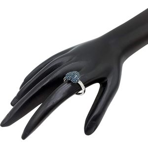 Heart <b>Dome</b> <b>Ring</b> 0.67 Cttw Natural Cut White Blue Diamond Rhodium Plated 925 Sterling Silver Luxury Trendy Size 8 Women's <b>Ring</b> - Product Image 4