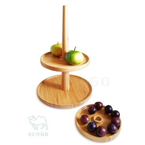 Support à gâteau rond en bambou classique à 3 niveaux, non toxique, pour la présentation de desserts de mariage, la maison et la cuisine - Product Image 2