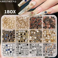 Meilleures ventes 12 grilles cristal ongles accessoires gothique Punk Style sombre ongles strass métal lourd Y2K ongles décorations