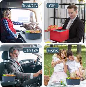 Boîtes à lunch chauffantes électriques 3 en 1 pour voiture, camion, bureau, chauffe-aliments avec fourchette, cuillère, sac isotherme - Product Image 3