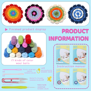 Kit de <span class=keywords><strong>Ganchillo</strong></span> Creativo para Hacer Posavasos de Cuatro Colores, Hecho a Mano para Principiantes, Tutoriales en Video en Inglés, Regalo de Cumpleaños, Decoración del Hogar - Product Image 5