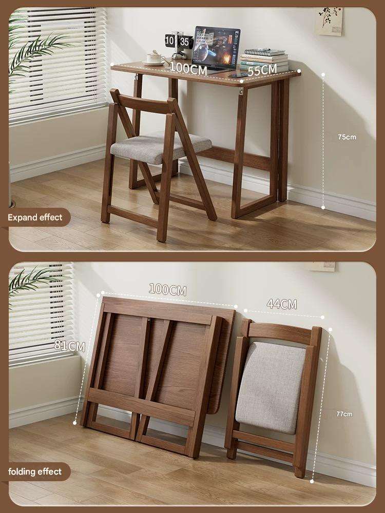 Table pliante 100cm+Chaise pliante-Couleur noyer