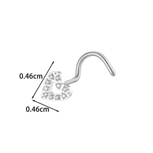Trébol 18K oro cristal CZ gema nariz tornillo Piercing L curva forma Pin anillos tachuelas joyería - Product Image 5
