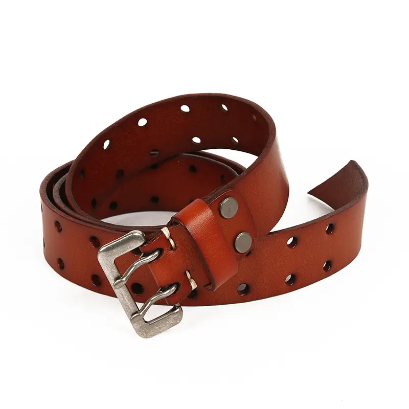 Wholesale 3.8cm 1.5" Width Customized Zinc Alloy First Layer Cow Skin Leather Western Metal Studded Punk Belt In 2021
