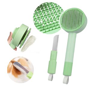 2 in 1 Cat <b>Brush</b> for Shedding with <b>Detangler</b> Comb Self Cleaning Cat Comb Hair <b>Brush</b> for Cats Dog Deshedding <b>Brush</b> Grooming Kit - Product Image 1