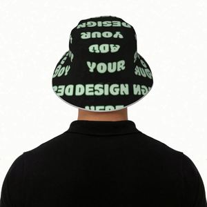 Customizable Denim Bucket Hat Wide Brim Breathable Sun Protection Cartoon <b>Leaf</b>/Plaid Pattern for Men Women's Fishing Adventures - Product Image 5
