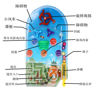 Grande machine de flipper labyrinthe pour enfants, jouet éducatif 25,8x7,3 en plastique, unisexe, 5-7 ans - Product Image 1