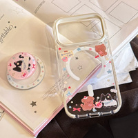 Coque de protection colorée motif dessin animé pour iPhone 17 16 avec support magnétique en forme de chat, design haut de gamme, compatible iPhone 11, 12 16 Pro Max, en matériau souple