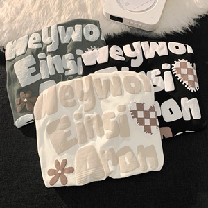 Servicio <span class=keywords><strong>OEM</strong></span> 100% algodón Rib Neck Puff estampado camisetas ropa hombres camisetas para hombres - Product Image 1