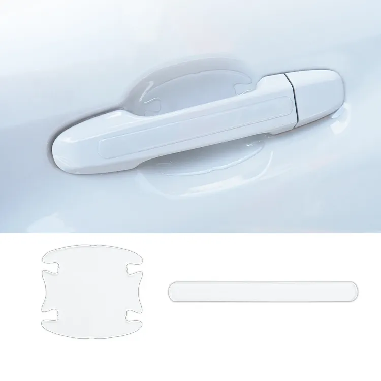 ZY 8PCS Carbon Fiber Car Door Handle Sticker Safety Warning Mark Car Door Reflective Tape Protector