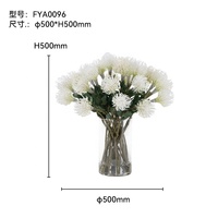 Décoration d'intérieur, fleurs en soie blanches, leucospermum floqué, arrangements floraux artificiels avec vase en verre pour la présentation sur table