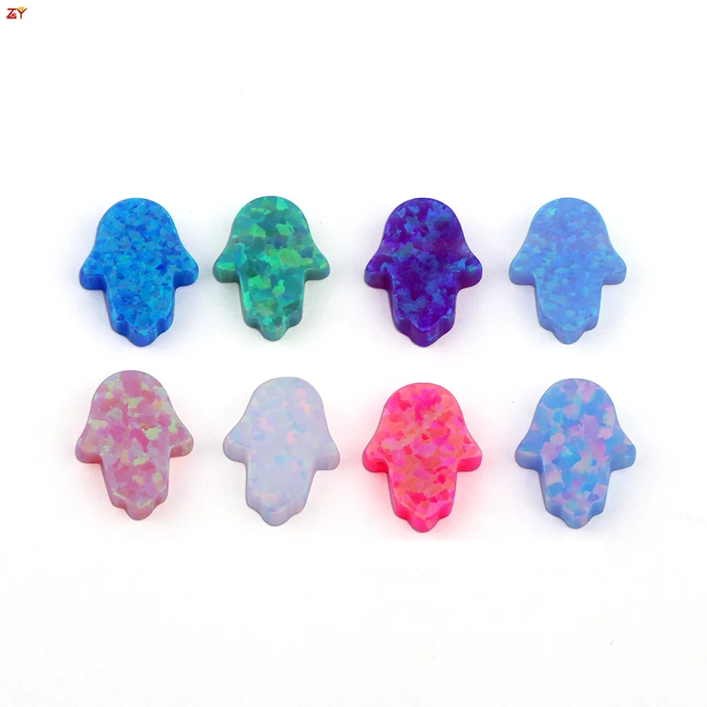 Hamsa opale 2024 breloques populaires pour la bonne chance bijoux religieux opale synthétique gemmes graphiques pendentif hamsa coloré