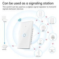 Interruptor de Luz Táctil Inteligente SIXWGH Zigbee 3.0 RF433 para Hogar Inteligente, 1/2/3/4 Canales, Control Remoto por Aplicación Tuya Smart Life, Compatible con Alexa y Google