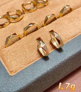 Aros de Oro Sólido Real de 18K, Corte de Diamante Geométrico, Texturizados, Estilo Huggie, Joyería Fina Minimalista, Precio de Fábrica al por Mayor - Product Image 6