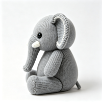 Peluche d'éléphant tricotée en forme de dessin animé, douce et mignonne, vente en gros, jouet en peluche personnalisé pour enfants, personnalisation