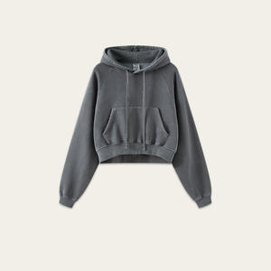 Venta al por mayor de las mujeres recortadas de alta calidad de algodón poliéster polar sudadera en blanco recortada mujeres Crop Top sudaderas - Product Image 5