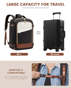 Set Zaino da Viaggio 40L Approvato per Voli, Adatto a Laptop da 17 Pollici, Approvato TSA, Impermeabile, con Cerniera, Ecologico, per Palestra - Product Image 5