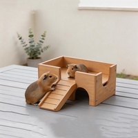 Maisonnette d'extérieur en bois pour cochon d'Inde et hamster, abri et jouet d'activités avec escalier, amovible et imperméable pour toutes les saisons