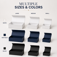 Boîte cadeau pliable bleu marine avec logo personnalisé en feuille d'argent, emballage rigide en carton pour produits électroniques avec fermeture magnétique