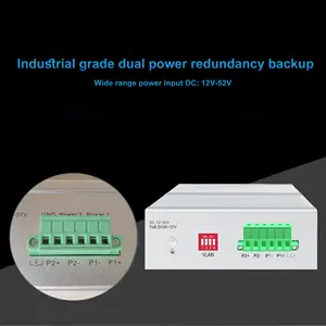 IP40 Redundant Dual Power 4 Port Gigabit Switch Industrial Power Switch