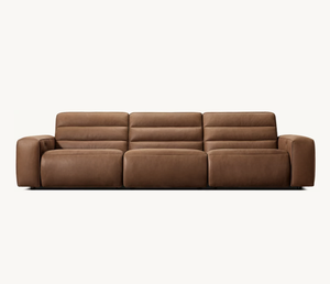 सैसैनाइड ओम 1970 के अंग्रेजी डिजाइन ने पारंपरिक रेक्लिनर चेलसी गति मॉड्यूलर चमड़े 3-टुकड़ा सोफा - Product Image 4