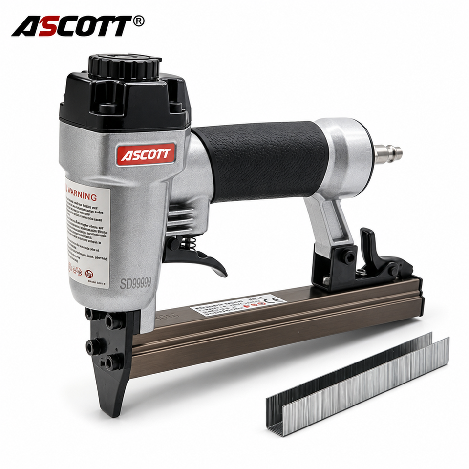 ASCOTT 8016 Industrial Pneumatic Stapler 21GA Fine Wire Air Staple Gun ...