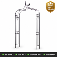 Pergola en fer d'extérieur, treillis pour plantes, panneaux latéraux en grille plate, pour plantes grimpantes, décoration de jardin et allée, imperméable