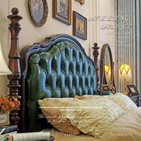 Lit en bois massif de style américain, mobilier de villa haut de gamme, lit de mariage double de style européen français