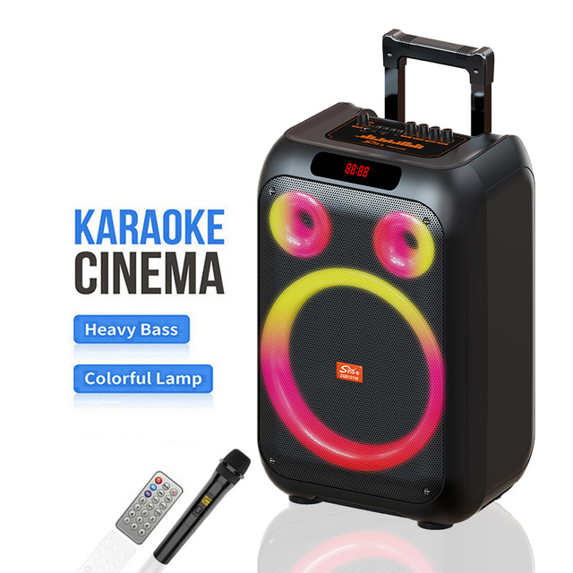 ZQS12159 Inches High Quality Karaoke Portable Multifunction Trolley Speaker With Wireless Microphone
