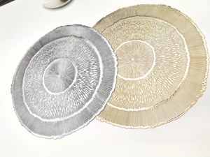 New Arrival Classic Round Hollow PVC Non-slip Heat-resistant Eco-Friendly Gold and <strong>Silver</strong> Household Place Mat <strong>Coasters</strong> 30x45cm - Product Image 3