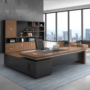 CEO木制办公桌家庭办公桌行政桌优雅现代全套办公家具金属 + 木质1件