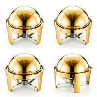 XY Gepolijste Gouden Ronde Koepel Chafing Dish 6L 0°C-70°C Commerciële Keuken- & Restaurantuitrusting