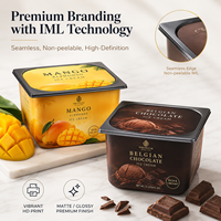 Conteneur à crème glacée en PP de 5 litres avec couvercle, qualité alimentaire, bac à gelato recyclable, logo personnalisé, vente en gros pour l'emballage de desserts