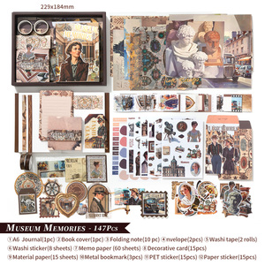 Kit <span class=keywords><strong>de</strong></span> Suministros para Scrapbooking con Estética Vintage - Caja <span class=keywords><strong>de</strong></span> Regalo para Coser, Diario con Cubierta <span class=keywords><strong>de</strong></span> Papel, Papel para Scrapbooking Rosa, Cuaderno A6 con Cuadrícula - Product Image 1