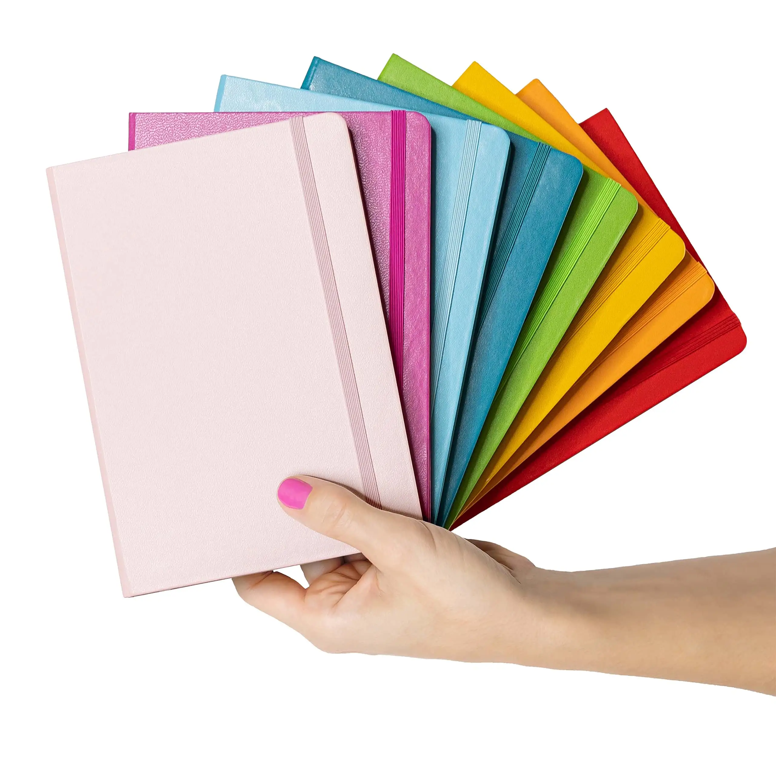 Vente en gros Logo personnalisé coloré promotionnel A5 couverture rigide Pages lignées Journal en cuir PU Carnet