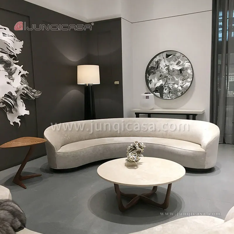 Elegante Salon Messing Halbkreis Couch Bogenförmige kreative Stoff Sofa für Home Hotel Möbel