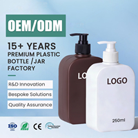 Distributeur de shampoing liquide carré durable, écoresponsable et polyvalent 250ml 500ml, pompe à savon, bouteille en plastique pour cosmétiques avec couvercle de rangement
