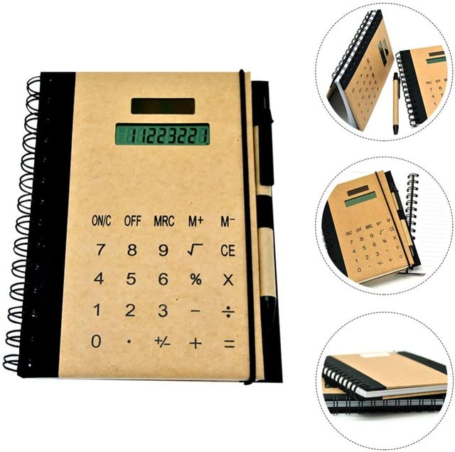 Multifunctional A5 Large Business Journal Hardcover Notepad Solar Calculator Spiral Writing Pad for Student Office Use Paper