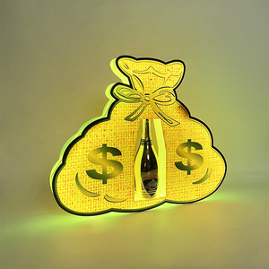 Led Illuminated Money Bag Wine Stand Acrylic Champagne Display Rack Party Bar Decor - Product Image 3