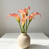 Fleurs artificielles réalistes en colle souple, couleur cramoisie, durables, petites fleurs de calla hollandaise, pour extérieur, mariage, salon