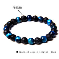 Bracelet en pierre de lave naturelle et œil de tigre, perles de 8 mm, élastique, diffuseur d'huiles essentielles, bijoux de guérison énergétique, vente en gros