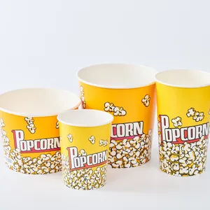 Take Away Food Container Disposable Custom Round Popcorn Paper Buckets