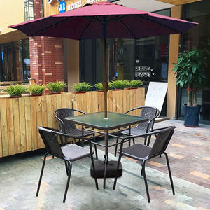 Parasol inclinable moderne bleu marine Heerde 9FT avec structure en <span class=keywords><strong>aluminium</strong></span> et base en fer, mobilier d'extérieur imperméable pour 4 personnes, idéal pour les cours et les hôtels - Product Image 2