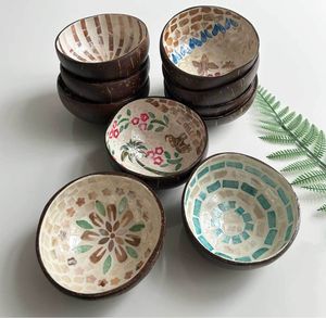 صحن جوز هند متعدد الوظائف طبيعي عصري بتصميم غني وطبيعي ، الصانعة والصديقة ، لتزيين أدوات طعام السلطة والزفاف - Product Image 5