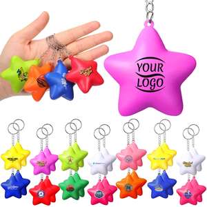 Llavero de Espuma con Forma de Estrella de Cinco Puntas con Logotipo Personalizado, Pelota Antiestrés, Juguete de Descompresión con Colgante e Impresión de Logotipo - Product Image 1