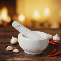 Mini mortier et pilon en marbre moderne, pierre naturelle, pour herbes et épices