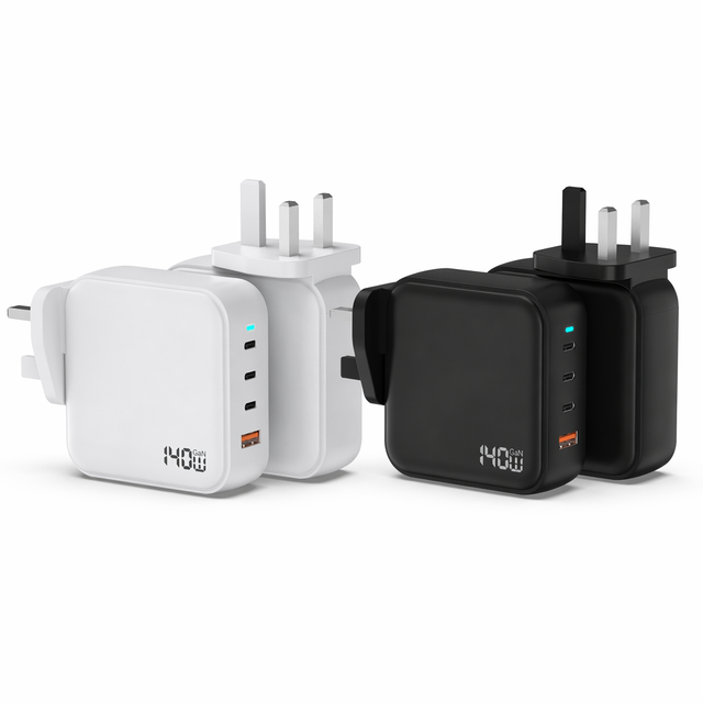 UK 140W PD Charger GaN Fast Charger 4-Port (3C+1A) High-Power Wall Adapter Super Speed for Laptops, and Multi-Device Charging